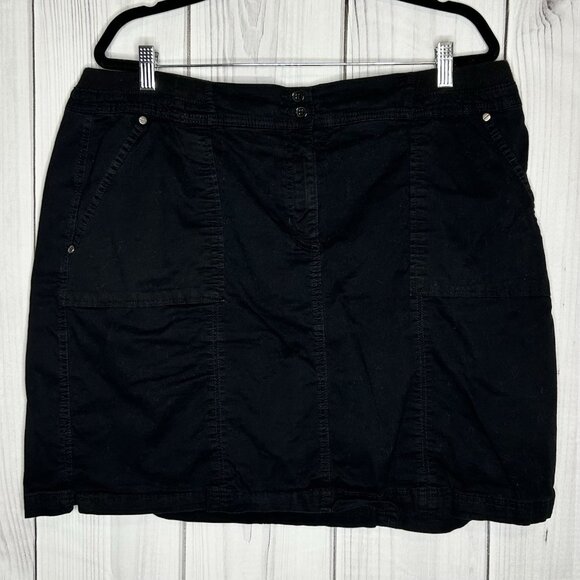 Karen Scott Skort Women's Plus Sz 18W Black Double Button Elastic Waist - Picture 1 of 8